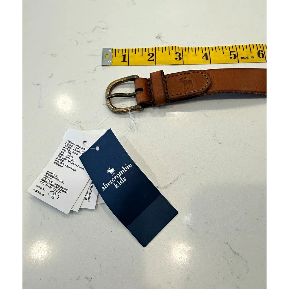 Abercrombie Kids Brown Leather Belt w/ Buckle Size 13/14-15/16 NWT's